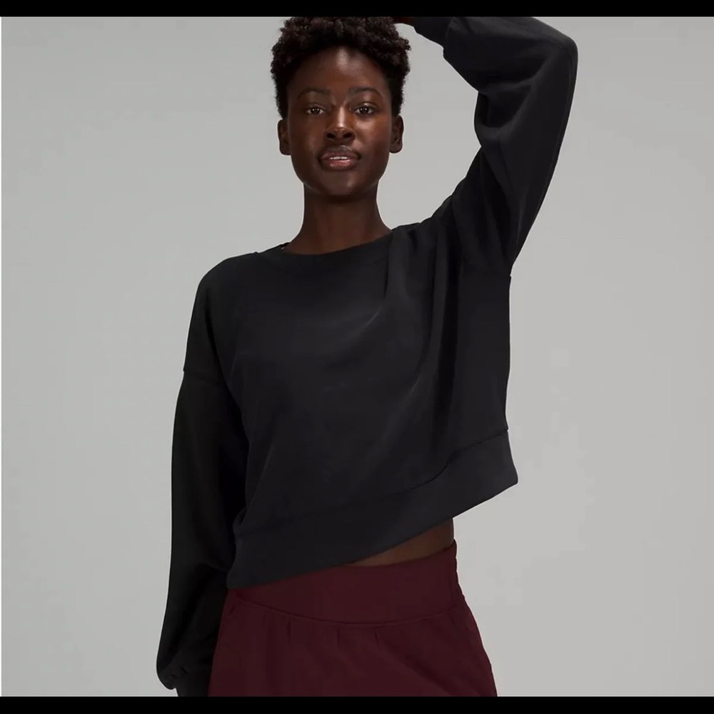 Nwt Lululemon Perfectly Oversized Cropped Crew *Softstreme black 6